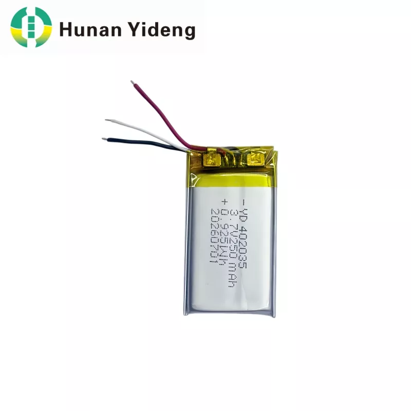 402035 3.7v 250mAh VR Kamera Cerdas Baterai Li Polimer